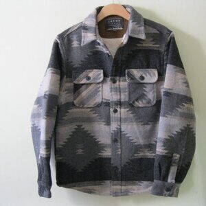 Jachs Men's button down Sherpa Lined Wool blend Shirt Jacket, Tan Aztec S,